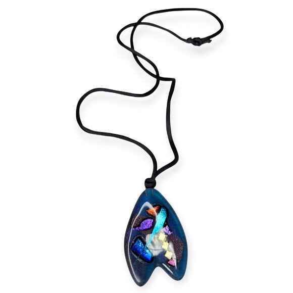 Vibrant Art Glass Pendant Necklaces & Brooch/Pin w/Fabric Box - Picture 5 of 16